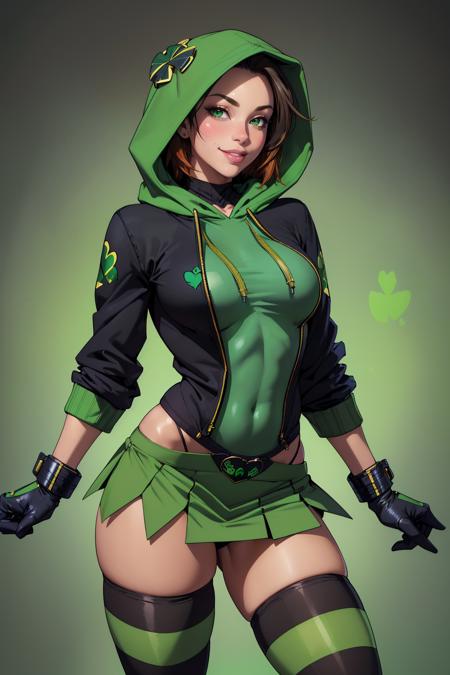 18813-2457365209-((masterpiece,best quality,edgQuality)),(smile),1girl,solo,standing,posing,_edgShamrock,green hoodie, skirt, thighhighs, gloves,.png